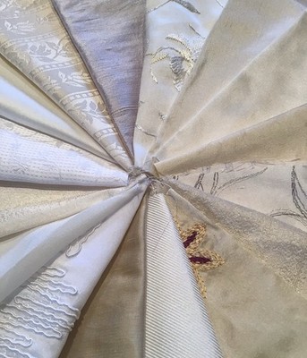 SEIDE STOFFRESTE X 16 AUSWAHL ELFENBEIN WEISS & CREME.