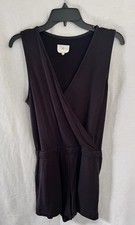 Lou  Grey Black Sleeveless Cross Front Romper - Size Petite Small