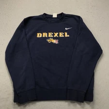 Drexel Dragons Sweatshirt Mens Medium Blue Nike Fleece Crewneck Logo NCAA