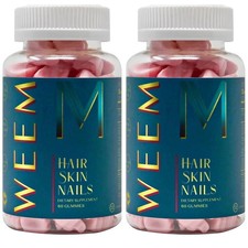 2Pack WEEM Hair Skin  Nails Gummies - Biotin Vitamins, 60 Capsules