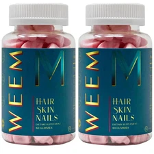 2Pack WEEM Hair Skin & Nails Gummies - Biotin Vitamins, 60 Capsules