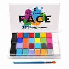 28 Colors Face Body Paint Kit, Oil Based, Waterproof Non-Toxic Face Paint Pal...