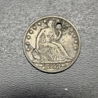 1853 O US Seated Liberty Silver Half Dollar W/ Arrows & Rays (Holed)