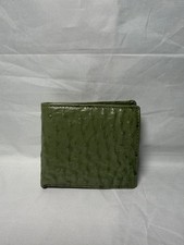 Luciano Valentino Italy Green Ostrich Embossed Leather Bifold Wallet Mens