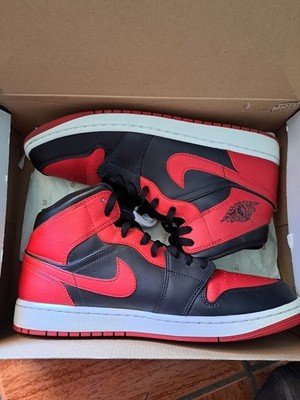 Jordan Air Jordan 1 Mid Bred Black Red White Mid Top Athletic Sneakers