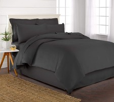 Queen Duvet Cover by Pure Bamboo, 3 Piece Set, Genuine 100 Queen, Charcoal