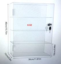 4-Layer Clear Acrylic Countertop Display Case Locking Cabinet Showcase Box
