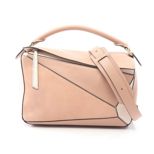 LOEWE Puzzle Bag Medium 2WAY Handbag Bag Leather Women's Pink Used