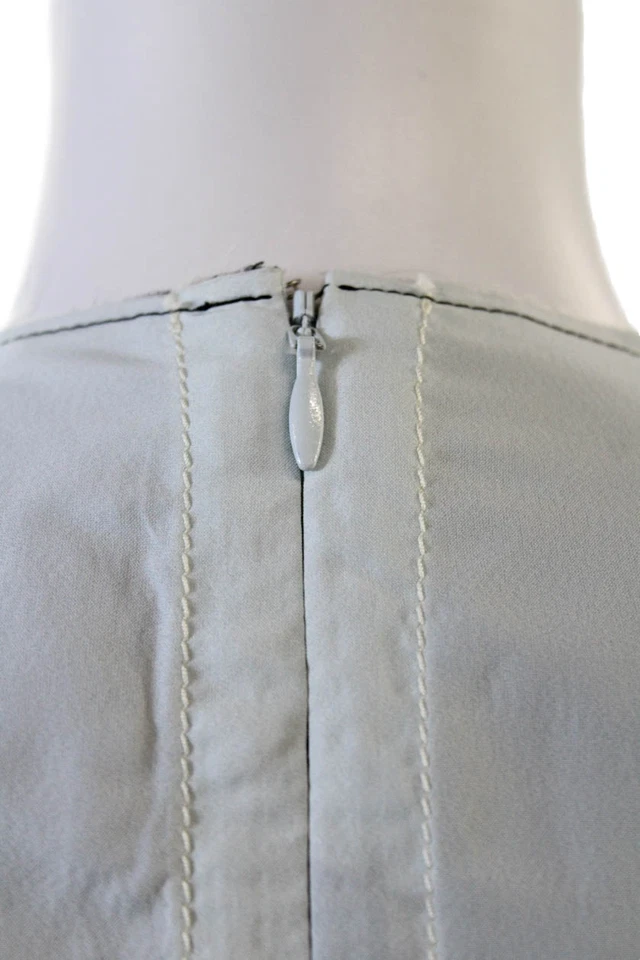 Proenza Schouler Womens Back Zip Crew Neck Abstract Dress Blue Black Size 2 - Image 4 of 4