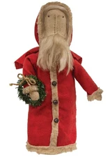 NEW PRIMITIVE SANTA DOLL SITTER FIGURE Vintage Look Father Christmas 12"Hx5.5"W