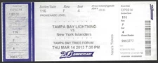 Tampa Bay Lightning vs New York Islanders ticket stub March 14 2013