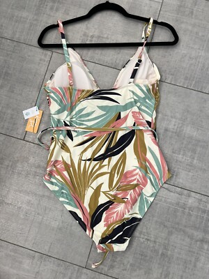 Women's Belted V-Neck Medium Coverage One Piece Swimsuit