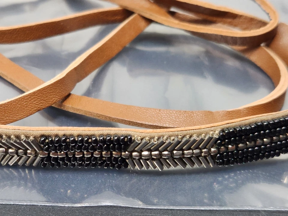 Collar Vintage Chan LUU Cuero Marrón Ajustable Hecho a Mano 37" Foto 2 de 4