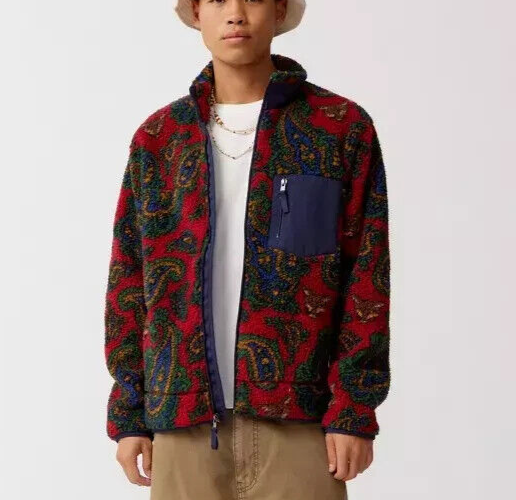 $348 Polo Ralph Lauren Paisley Fox Full Zip Pile Red Fleece