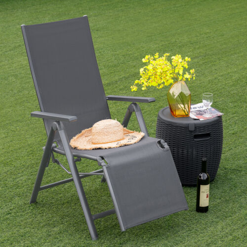 Patiojoy Outdoor Foldable Reclining Chair 7-Position Adjustable Lounge Backyard