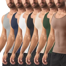 Men Body Slimming Tummy Control Shaper Vest Workout Tank Top Shapewear Shirt US