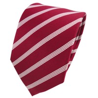 Designer Seidenkrawatte Rot Signalrot Silber Gestreift - Krawatte Seide Silk