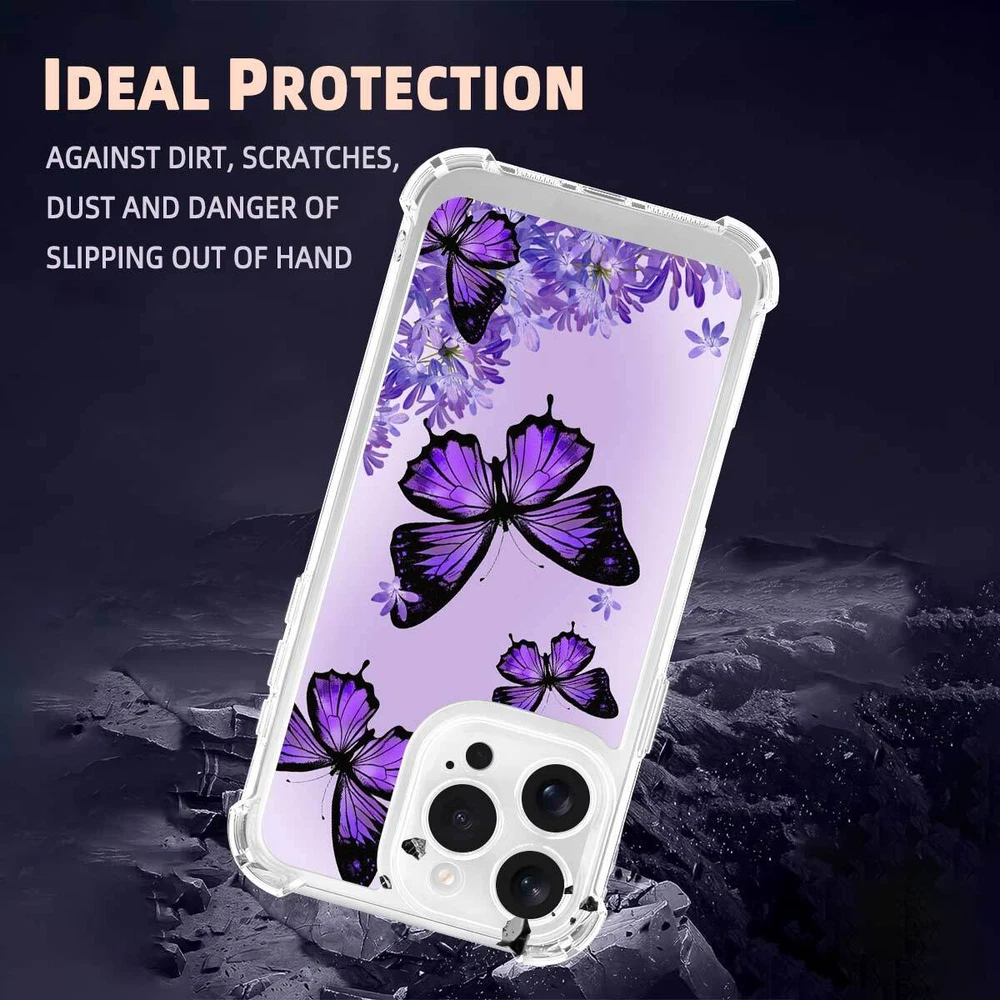 iPhone 14 Pro Max 15 16 Plus Samsung A56 A16 Butterfly TPU Case