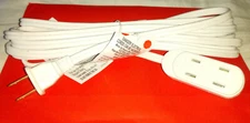 15ft Elegent Durable Extension Cord. 3 outlets. 2 prong. White or Brown 16/2 awg