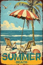 Summer Beach Signs Funny Tin Metal Signs Beach Posters Sunshine Decoration For O