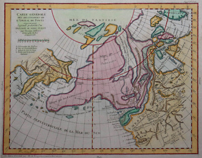 Nördlicher Pazifik vor Cook - Nordmerika / Asien - Fiktiv - Vaugondy 1779 - Rare