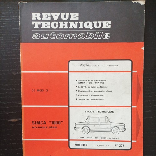 revue technique Simca 1000 Special Sim 4 LS GL GLE RTA + évolution 1967 1968 - Picture 2 of 13