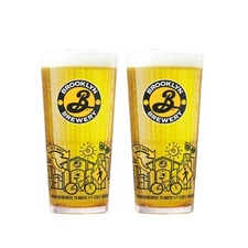Brooklyn Brewery Pilsner Pint Glass x2