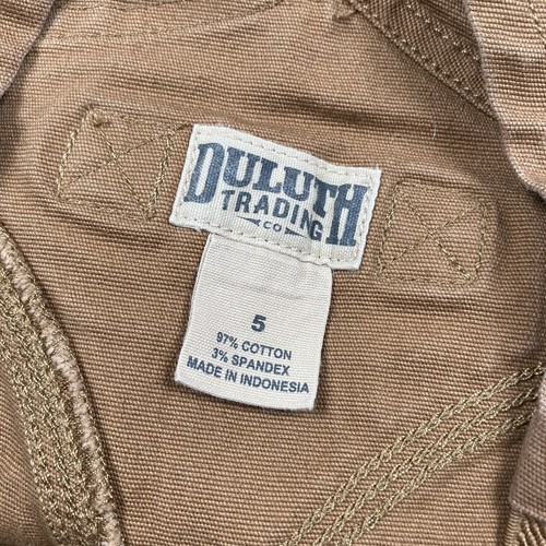 Duluth Trading Co Kids Brown Canvas Double Front Cargo Overalls Stretch Size 5 - Picture 9 of 10