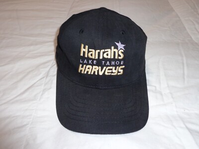 Vintage Harrahs Harveys Lake Tahoe Golf Hat - Black