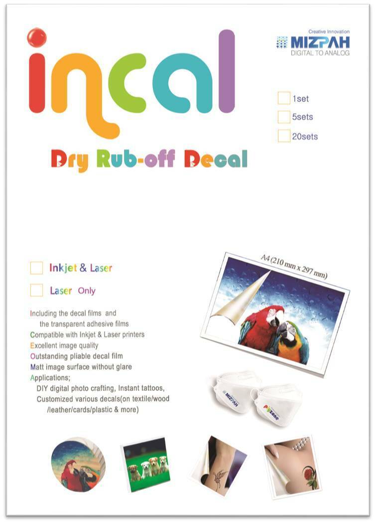 [Incal]  Dry Rub-off Decal for Inkjet  Printer - 100 Sets