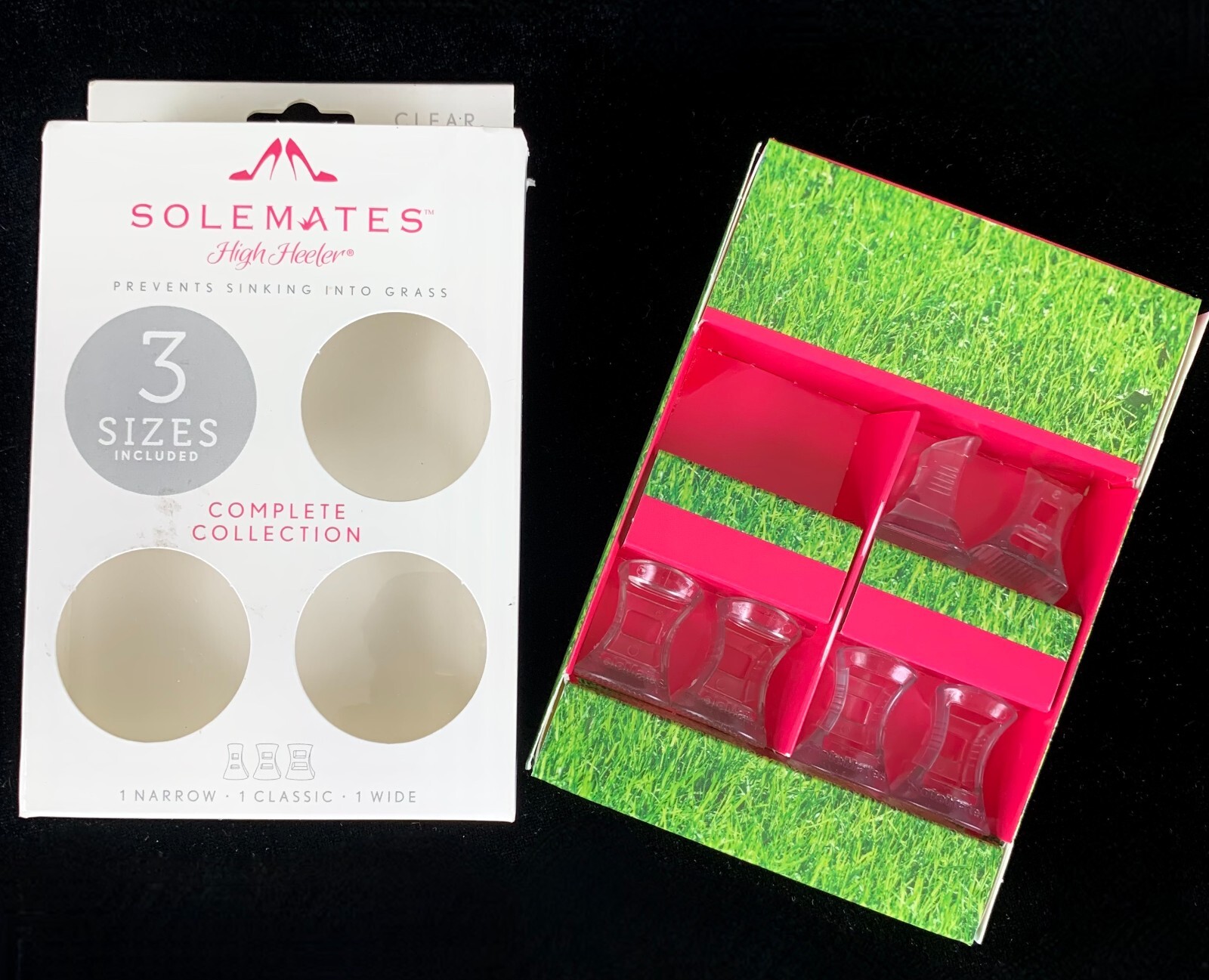 New SoleMates 3 Sizes High Heeler Clear Heel Protectors Stop Sinking on Grass