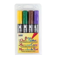 480-4D Marvy Bistro Chalk Marker, 6mm Broad Pt, Assorted Colors, 1 Set of 4