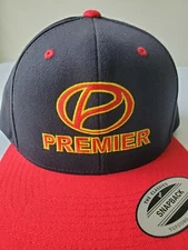 Yupoong Mens The Classics PREMIER Snapback Cap Hat Black Red NEW