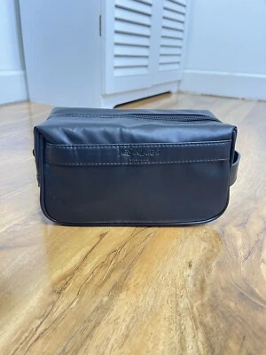 YVES SAINT LAURENT YSL Schwarz Leder Tasche Beauty Bag Neu Wasch Rasierer Reisetasche (20*11*10cm)