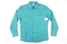 BAR III 3 GREEN GEOMETRIC PRINT XL 17-17.5 LIM STRETCH BUTTON FRONT SHIRT MENS
