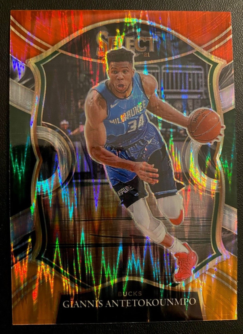 2020-21 Select Red White Orange Flash Prizm GIANNIS ANTETOKOUNMPO #54 BUCKS