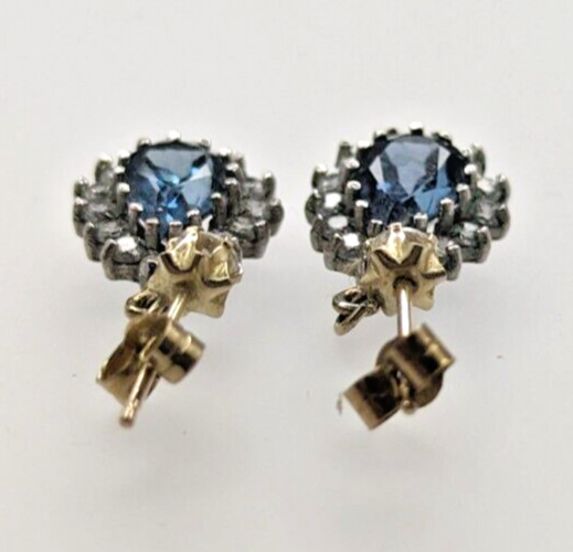 9ct Yellow Gold Dangle Earrings Topaz Stones Stamped Stem Butterfly Closures image 8