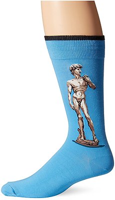$29 Hot Sox Men'S 1 Pair Pack Dress Casual Crew Sock Blue David Cotton Shoe 6-12