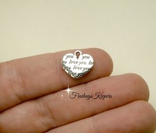 10 Heart Love Charms Antique Silver Tone 14 x 12 mm Double Sided US Seller 845