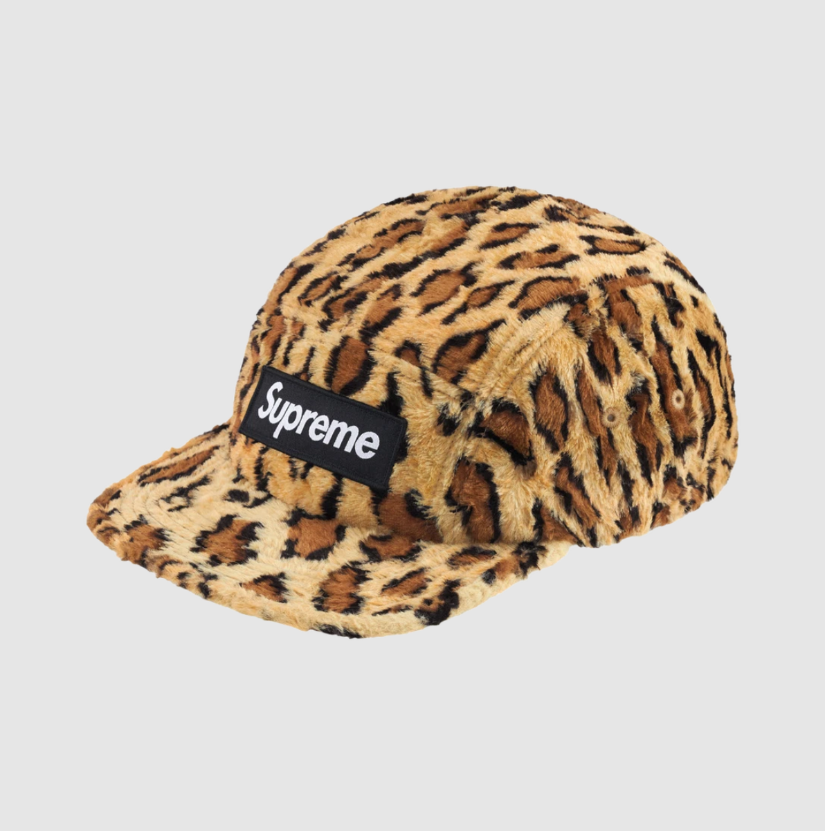Supreme x GOODENOUGH Crushed Rayon Pile Camp Cap Leopard 25SS Hat