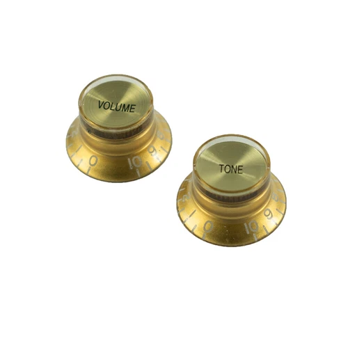 4 Gibson Style Left Hand Bell Reflector Knobs Gold/Gold fit Les Paul USA