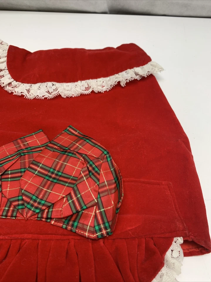 Костюм собаки рождественское платье красный бархат бант Razz Pe Taz размер M  - Изображение 3 из 4