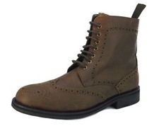 Welted Brown Lace Up Leather Brogue Mens Target Rubber Sole Boots