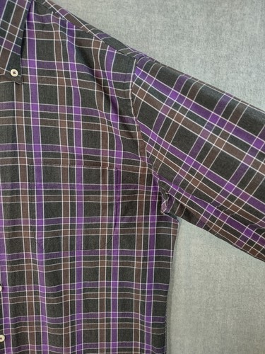 Peter Millar Mens Medium Purple Collared Long Sleeve Button Down Plaid Shirt - Picture 8 of 18
