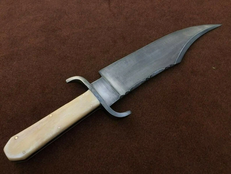  high carbon steel 18"full tang hunting bowie knife bone handle with steel clips - Image 3 of 4