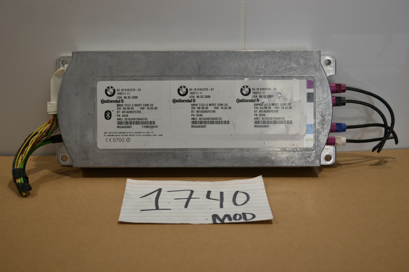 07 08 09 10 11 BMW 750 Continental Bluetooth Telematic Control Module #1740-MOD 