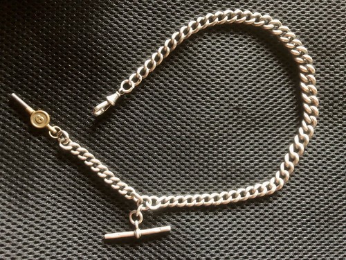 antique sterling silver albert pocket watch chain