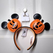 Disney Parks Minnie Ears Halloween Pumpkin Ears Jack O' Lantern Headband NWT