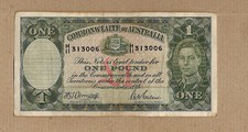 #D306.  ARMITAGE/McFARLANE 1942 R30 TYPE ONE POUND  BANKNOTE  # H11 313006