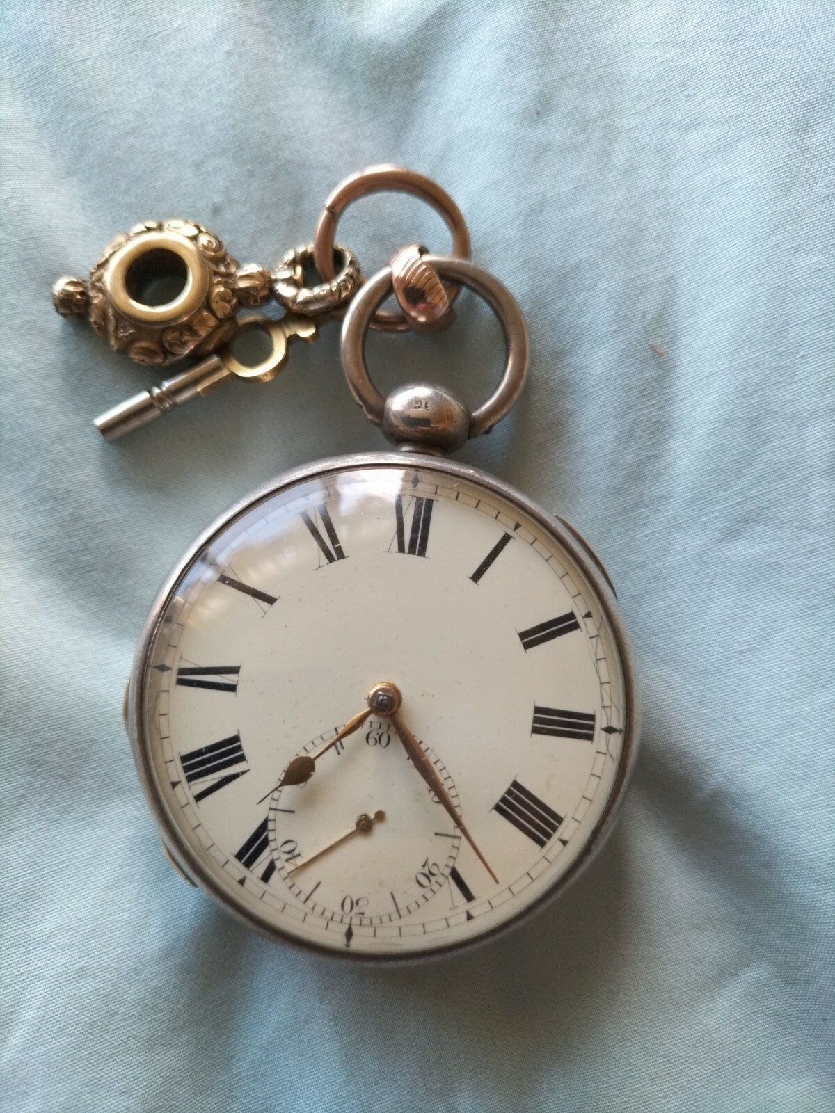 BEAUTIFUL ANTIQUE LARGE SOLID SILVER FUSEE GENTS … - image 1